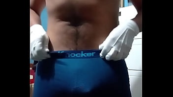 Preview 3 of Amber Asjle - David wearing his old uniform (bartender) strips for the camera