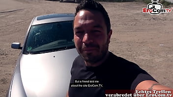 Preview 1 of Son Sexe Mom - T&auml_towierte deutsche Milf mit braunen Haaren abgeschleppt f&uuml_r outdoor Sex