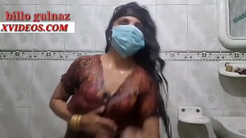 Preview 2 of Audrey Bittoni Messaging Fuck - Indian girl taking a bath in the bathroom