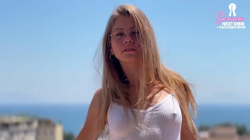 Preview 1 of Video Lori Kagowa - Cute nerdy teen gives morning BJ overlooking the ocean