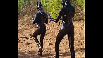 Preview 2 of Hungry For A Hard - A ride in the sun! ️ #latex #latexgloves #latexlove #rubber #gasmask #gasmaskgirl #petplay #horseplay #latexhorse