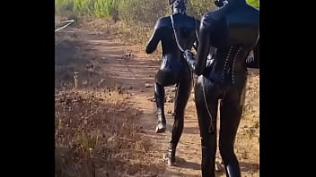 Preview 4 of Hungry For A Hard - A ride in the sun! ️ #latex #latexgloves #latexlove #rubber #gasmask #gasmaskgirl #petplay #horseplay #latexhorse