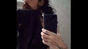 Preview 2 of Jayden James Sex For Money - very long bearded femenine boy teasing cock on mirror