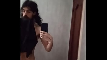 Preview 1 of Jayden James Sex For Money - very long bearded femenine boy teasing cock on mirror