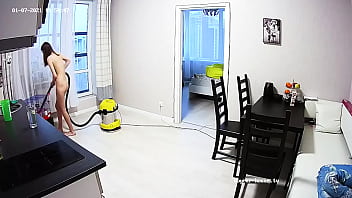 Preview 3 of Squirting Perfect Ass - Naked Girl Cleaning Kitchen &ndash_ Voyeur-house.tv