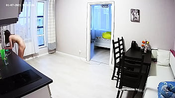 Preview 4 of Squirting Perfect Ass - Naked Girl Cleaning Kitchen &ndash_ Voyeur-house.tv