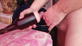 Preview 1 of Film Brazzer Mom - Guy intensively fucks a rubber pussy and cums inside. ASMR moans POV