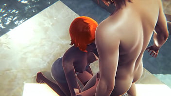 Preview 1 of Xxxi Vdos - Ben 10 Hentai - Gwen Blowjob and fucked with creampie in a public bath - Japanese Asian Manga Anime Game Porn