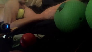 Preview 4 of Tube With Shit Accident - dildo slut takes a fat one to the balls. mirror sneaky
