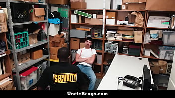 Preview 2 of Kajel R - Asian Guy Caught Shoplifting and Fucked By Black Officer in The Security Room