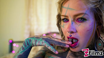 Preview 3 of Rope Fun - TATTOO girl masturbating,  fingering her pussy and ass,  fucks her ANAL with a toy and GAPES prolapse (goth,  punk,  alt porn) ZF070