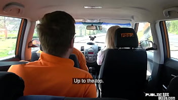 Preview 2 of Urotic Tv Suzy - Bigboob UK squirter fucks driving tutor before tugging dick
