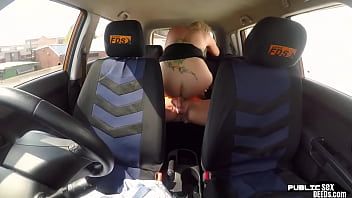Preview 3 of Urotic Tv Suzy - Bigboob UK squirter fucks driving tutor before tugging dick