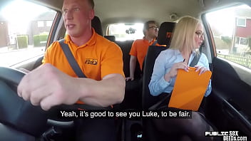Preview 1 of Urotic Tv Suzy - Bigboob UK squirter fucks driving tutor before tugging dick
