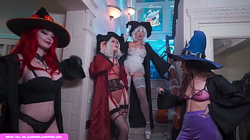 Preview 2 of Mom Her Son Oiled - Hardcore orgy with four sexy witches and one big dick AliceBong