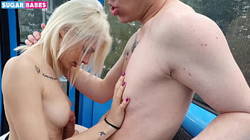 Preview 3 of Wife On Towel - Public sex on the cable lift