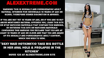 Preview 1 of Xxxyy Hsindi - Sexy maid Hotkinkyjo take big bottle in her anal hole &amp_ prolapse in the kitchen