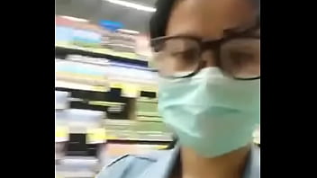 Preview 1 of Breast Touching While Sleeping - Lactating milf flashes big titts in grocery store.