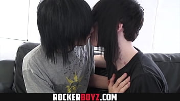 Preview 1 of Teen Sex Renaesn - Rocker Boyz - Horny Emo Twinks Strip Down And Fuck On Sofa