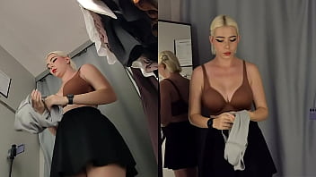 Preview 1 of Vgaina Girl - Hidden camera in fitting room. Spy on a girl without panties in a fitting room