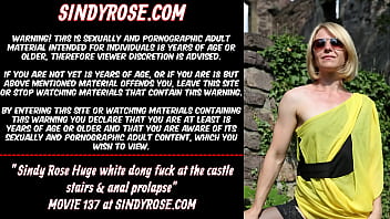 Preview 1 of 17 Year Boy Sex 20 Year Girl - Sindy Rose Huge white dong fuck at the castle stairs &amp_ anal prolapse
