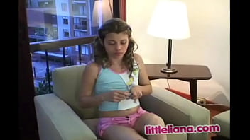 Preview 1 of Sucking Pee Hole - Little Liana showing her teen body and Fingering her pussy