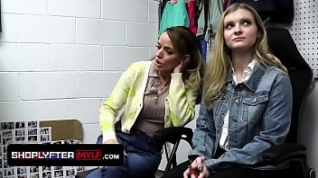 Preview 2 of Amy Dawson - Shoplyfter Mylf - Hot Fit Milf And Her Young Blonde Bestie Taken To The Backroom For Strip Search