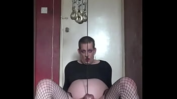 Preview 2 of Katrina Kaif Orignal Xxx - sissy crossdresser rides his dildo cock while heavy weight pulls on his ballsack