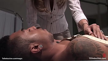 Preview 1 of White Slave Drinks Ebony Piss - Strapped man gets face sitting from TS