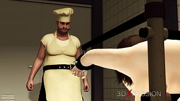 Preview 2 of Latest Xvideos 2018 - Crazy sex in the prison. A sexy brunette with many boobs gets fucked hard by a butcher