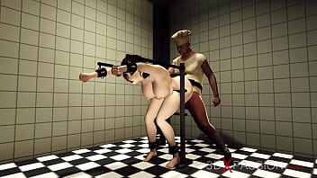 Preview 3 of Latest Xvideos 2018 - Crazy sex in the prison. A sexy brunette with many boobs gets fucked hard by a butcher
