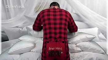 Preview 1 of Cartoon Lesbians Squirt - A Guy Humps His Pillows and Fucks The Stuffing Until He Cums