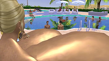 Preview 1 of Cum Clinic 61 - HOT HOOTERS 3 - Banging the giant-titted resort owner - Sims 4