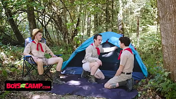 Preview 1 of Malamulele Porn - Boys At Camp - Two Scout Leaders Welcum The New Scout Boy At The Campsite With Passionate Threesome
