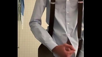 Preview 3 of Saxxyvido - twink boy jerking off in blue shirt and suspenders