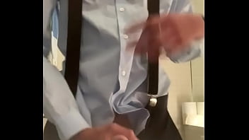 Preview 4 of Saxxyvido - twink boy jerking off in blue shirt and suspenders
