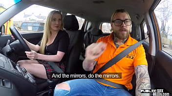 Preview 2 of Boddy Masseging Oill - Blonde British babe sucks and gets nailed by driving tutor