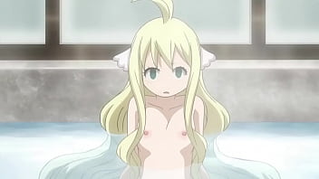 Preview 2 of Solo Outside Skirt - Fairy Tail OVA bath scene [nude filter]
