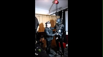 Preview 3 of Teacher Xxx Hd Video Bf - 070 Electro-stimulation training for Rubber Gimp