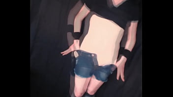 Preview 1 of Xxx Bf Usa Videos 3min - Femboy in knee socks,  denim shorts,  chastity ring,  vibrator and cum