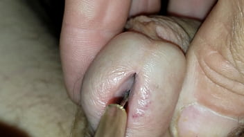 Preview 1 of Suckling Penis - Me Inserting eStim Electrode Through Plastic Tubing Inside My Urethra To Sphincters Then Electrode Into My Bladder
