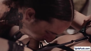 Preview 2 of Lesbians Milfs Strap On - Shemale Jade Venus deepthroats big cock and gets barebacked