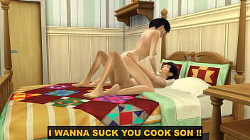 Preview 4 of Teen Cheating To Dad - Japanese step-son Finds His Step-Mom Naked In Bed After Masturbating And Being A Virgin He Was Curious To See What Her Pussy Looked Like And Offered Oral Sex To Her,  Then He Continued