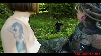 Preview 2 of Piglet Shower - Evil-Angels.net - A couple of aliens Anuskatzz and Nikolaz Zpageti are out in a forest doing crazy anal sex-experiments on a poor girl Silvia Soprano