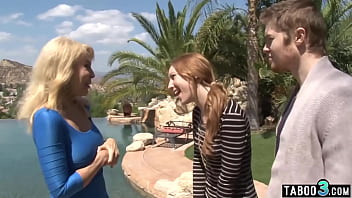 Preview 1 of Full Rap Xxx Video - Blonde mature step mom Erica Lauren anal fucked next to her resting