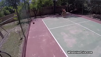 Preview 1 of Nice Italian Shemale - Fucking busty teen for money on the court