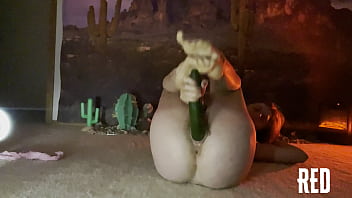 Preview 3 of Babr Rexha - Redhead Rides A Long Cucumber