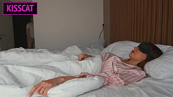 Preview 1 of India Deshi Bhabhi Sex - Why blindfolded step mom in mask let step son fuck her in share bed,  while husband in the shower?