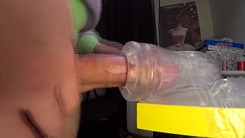 Preview 2 of Brother Grabs Big Sisters Boob - Very Strong Cumshot in A Narrow Rubber Vagina