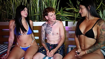 Preview 1 of Babar Sex - Fucking Outdoors in the Pool with My Friend and Her Best Friend